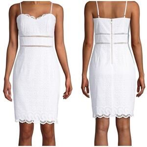 Lilly Pulitzer White Eyelet Lace Mini Dress Size 4 Scalloped Hem Summer Resort